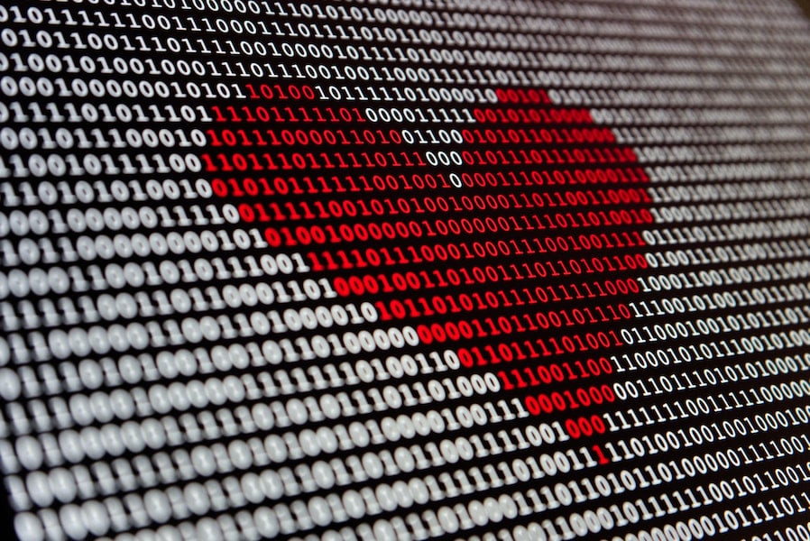 Loveheart in hacker code