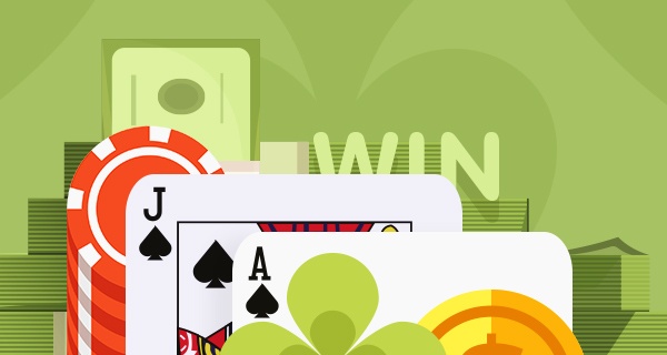 An image of the hand, blackjack on a green background