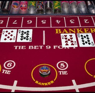 A baccarat table at a Las Vegas casino