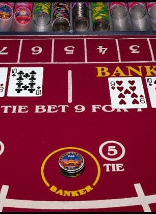 A baccarat table at a Las Vegas casino