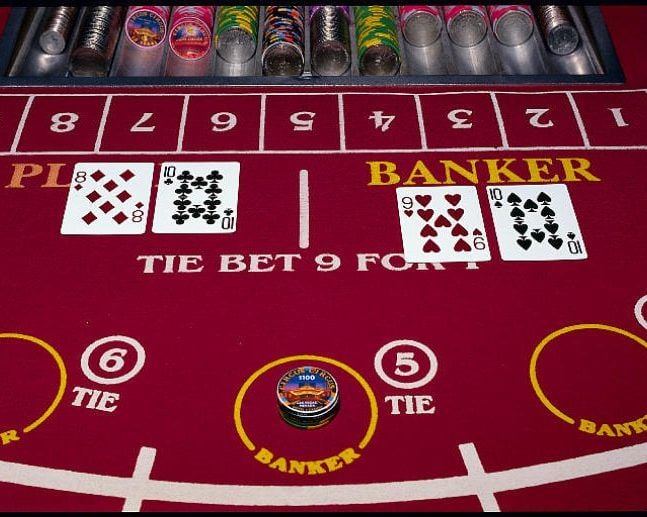A baccarat table at a Las Vegas casino
