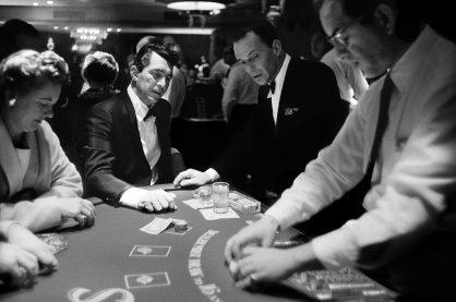 blackjack table photo in black and white