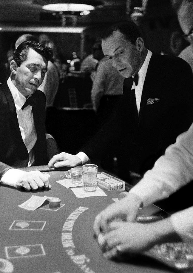 blackjack table photo in black and white