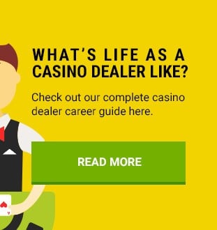 casino dealer on yellow background