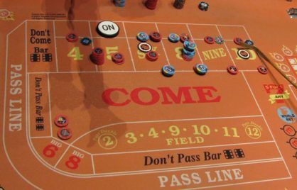 Come bet area on a craps table