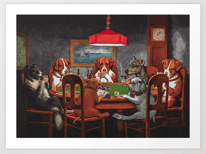 Cetakan Anjing Bermain Poker