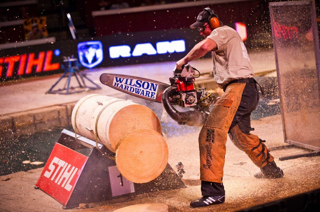 competitors in lumberjack championship event