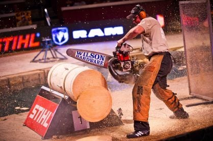 competitors in lumberjack championship event