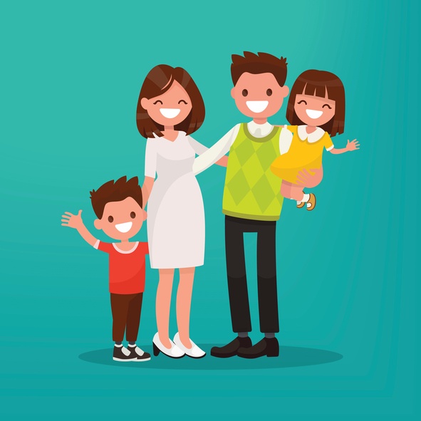 vector of family with children