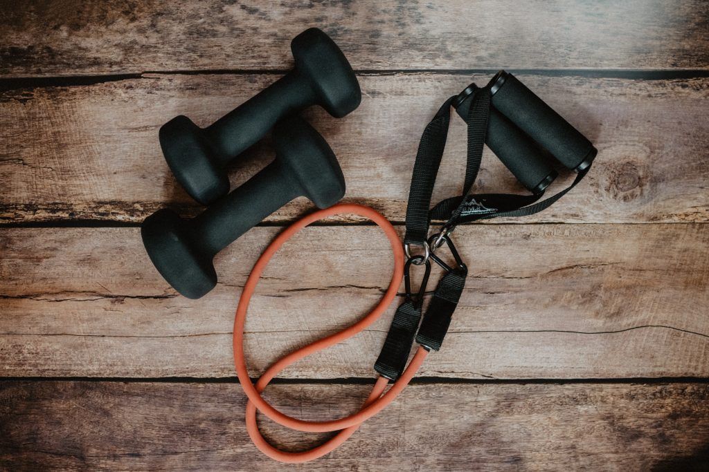 Dumbells and skipping rope
