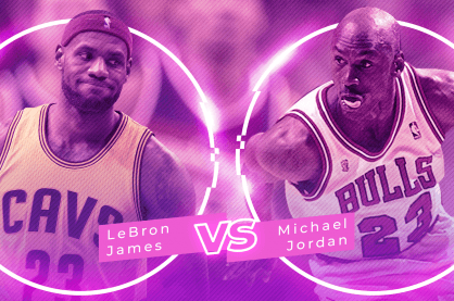 LeBron James vs Michael Jordan collage