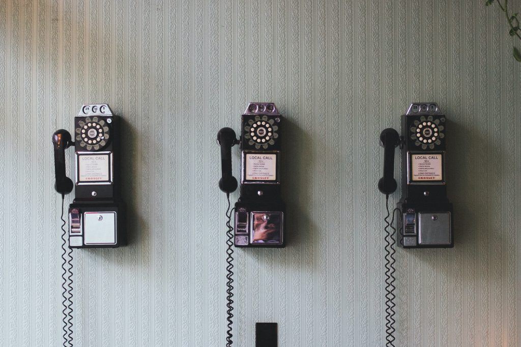 Telephones on a wall