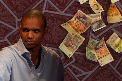 Phil Ivey with money falling
