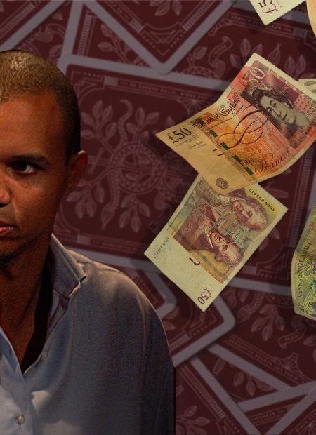 Phil Ivey with money falling