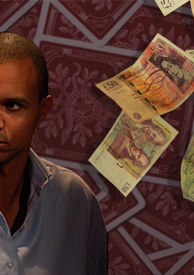 Phil Ivey with money falling