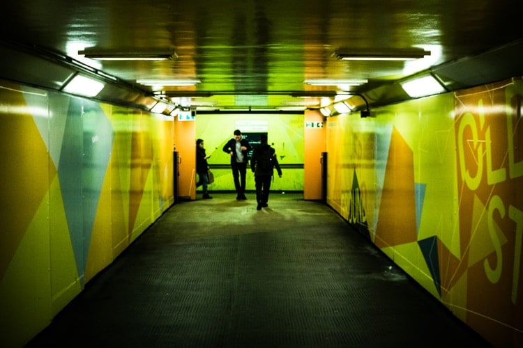 Underground tunnel with people