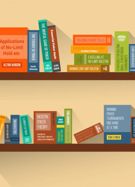 Poker books on shelf