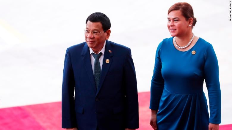 Rodrigo Duterte and his daughter Sara Duterte.