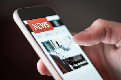 Mobile news application in smartphone.
