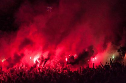 Football fans lit up the lights, flares and smoke bombs