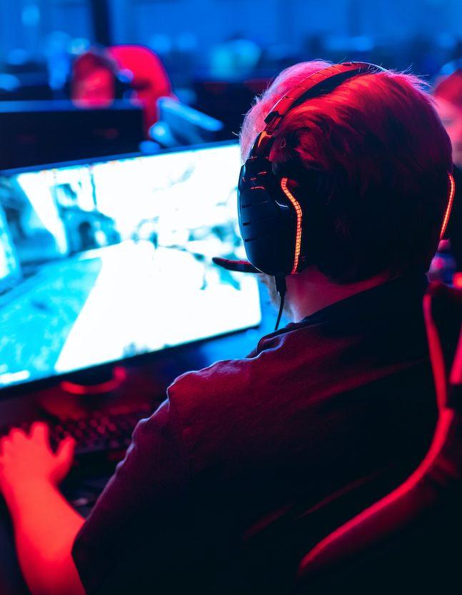 Professional gamer with headphones