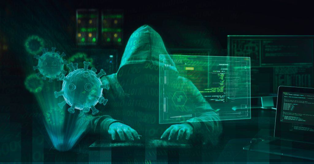 Hacker virus malware attack during coronavirus pandemic
