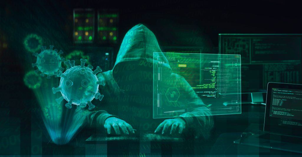 Hacker virus malware attack during coronavirus pandemic