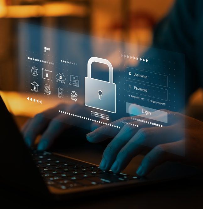 Shutterstock image depicting a digital lock and security symbols representing online gaming security and challenges with AI infiltration.