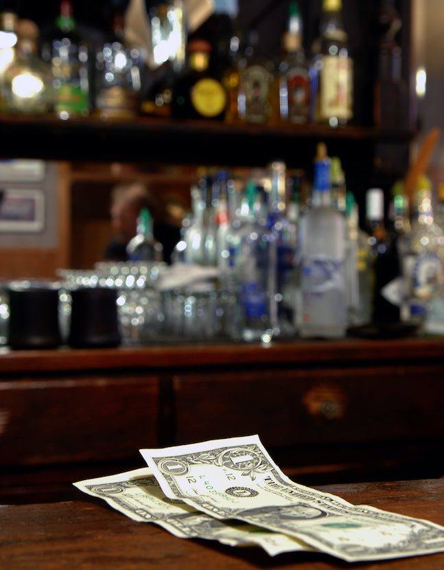 Two Dollar Tip Left For Bartender