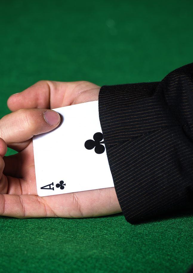 Man with ace up his sleeve.