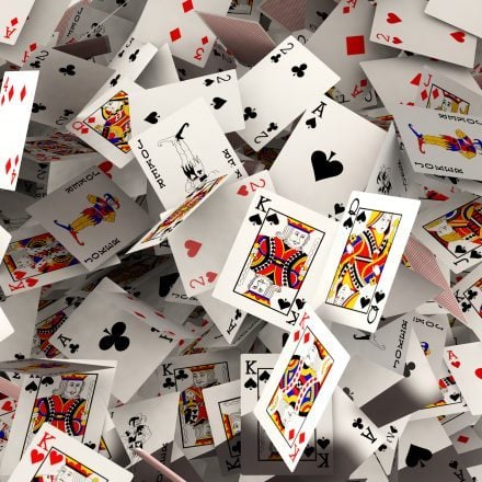 Playing cards falling