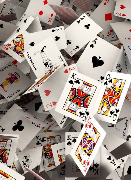 Playing cards falling
