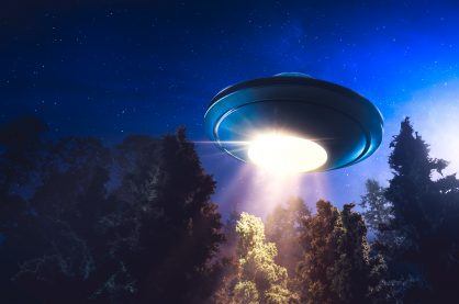 UFO in the sky at night
