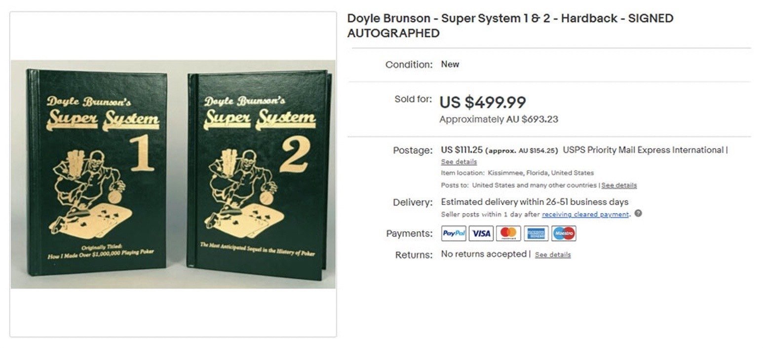 Signed copy of Doyle Brunson's Super System book