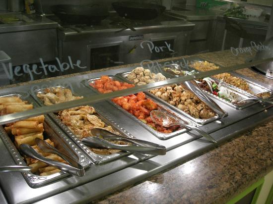 Food on display at buffet at the Stratosphere Las Vegas