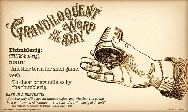 illustration showing thimblerig game and scam definition 