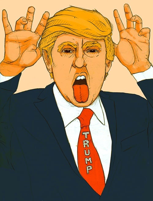 illustration of Trump with tongue out