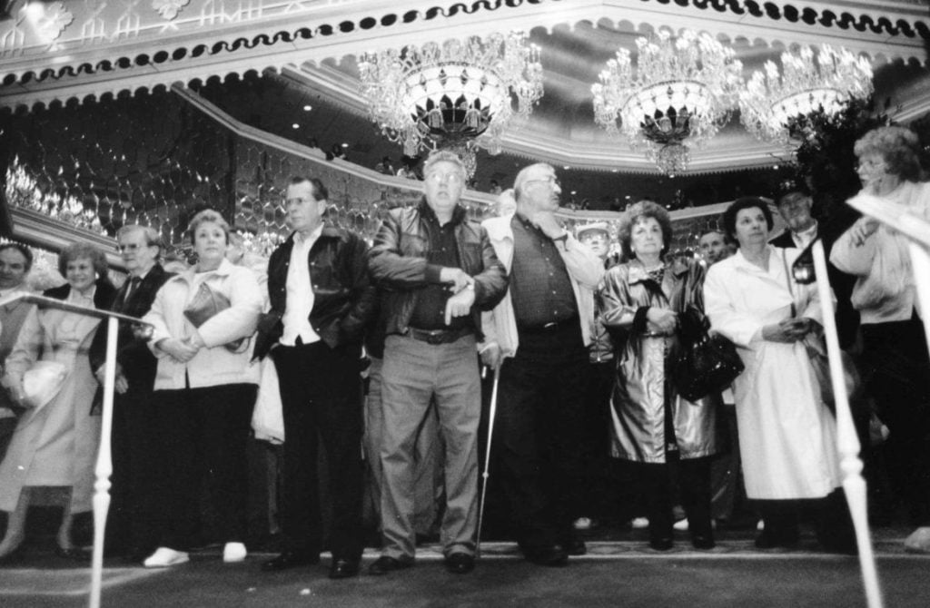 April 2, 1990. It was a long wait to get onto the casino floor on opening day, but worth it for these excited gamblers. (Source: PressOfAtlanticCity.com) 