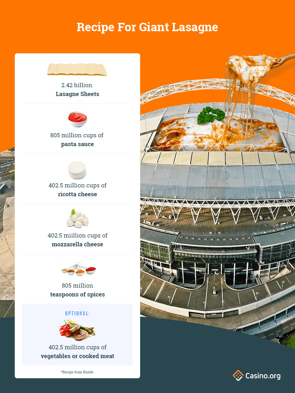 Massive lasagne Wembley Stadium prank