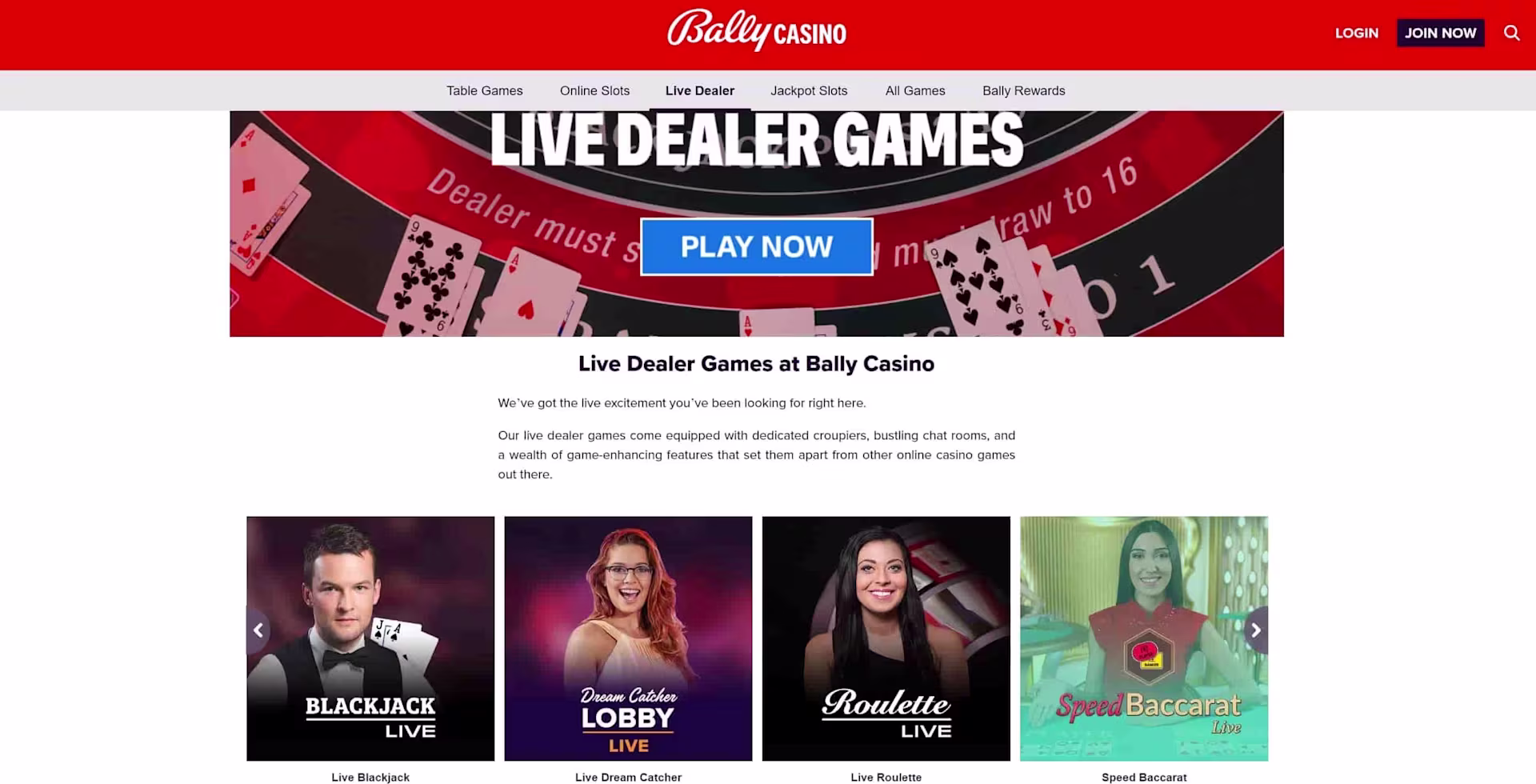 Bally Casino Live Dealer