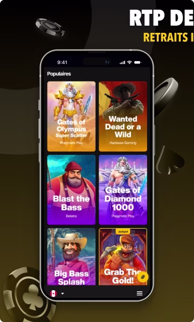 JustCasino jeux populaires capture d'écran