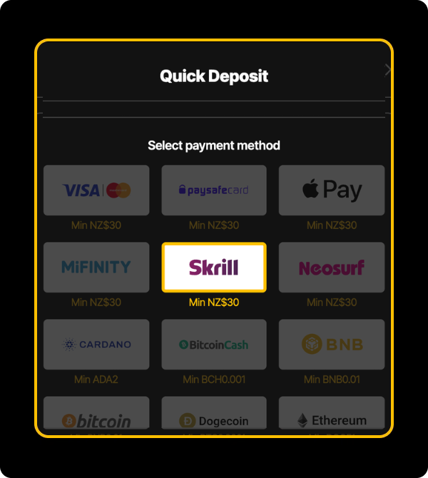 JustCasino Skrill deposit 2