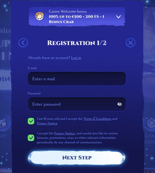 Spinight sign up details