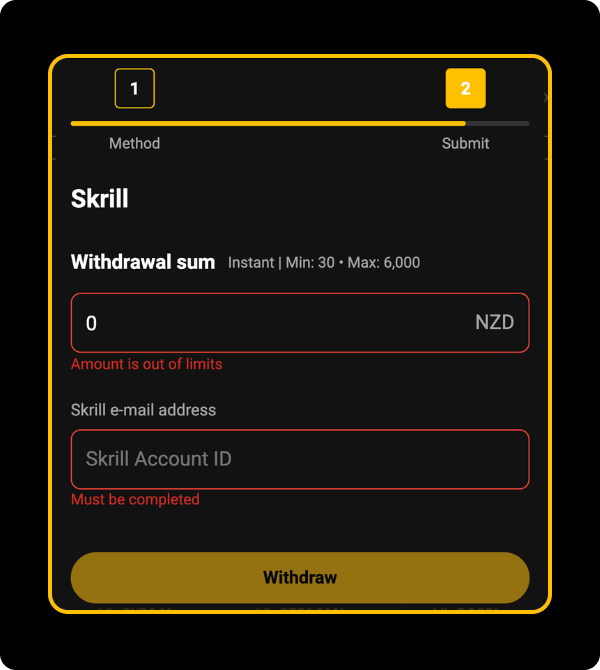 JustCasino Skrill withdraw 3