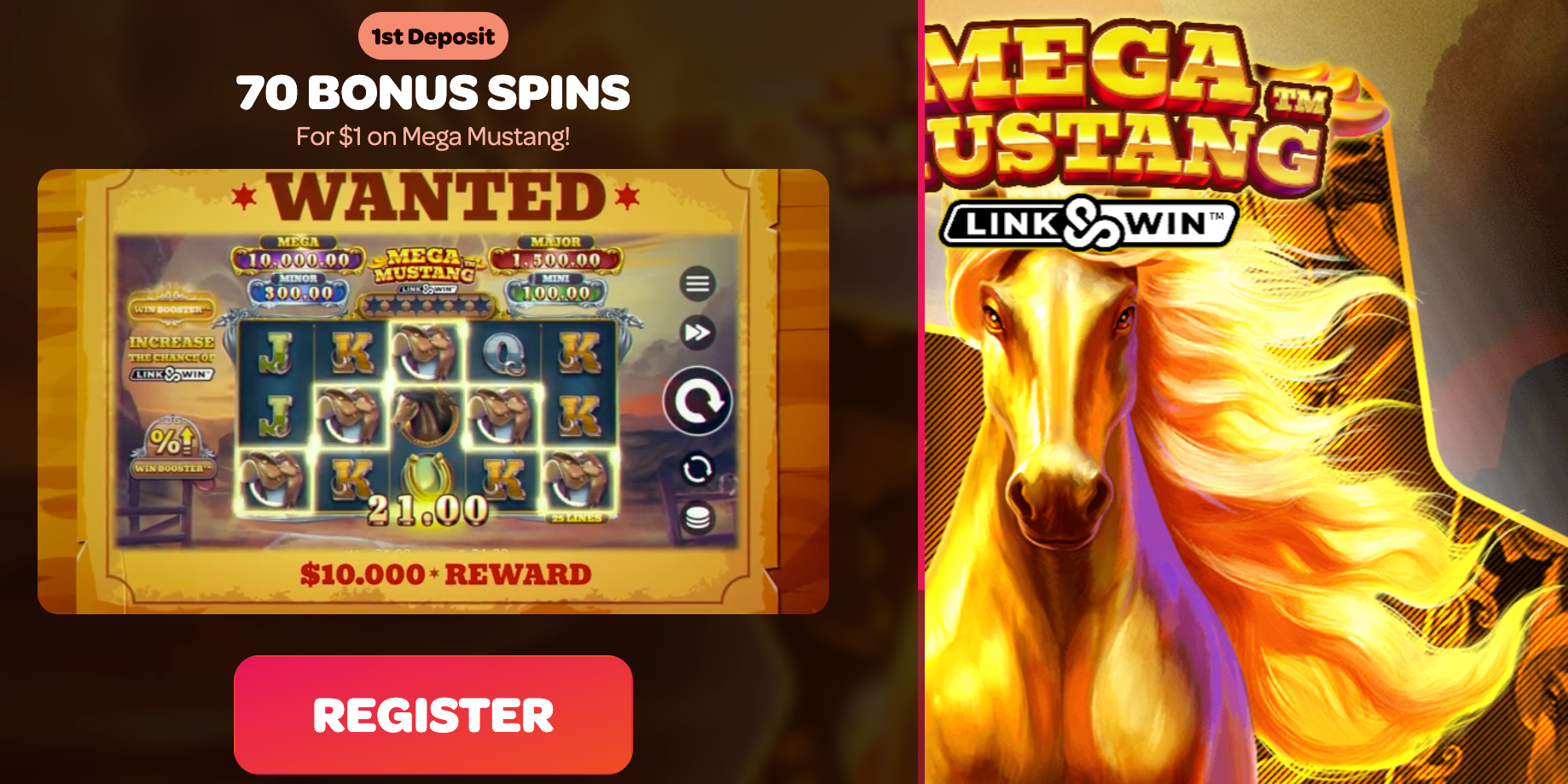 Spin Casino 70FS 1$ offer