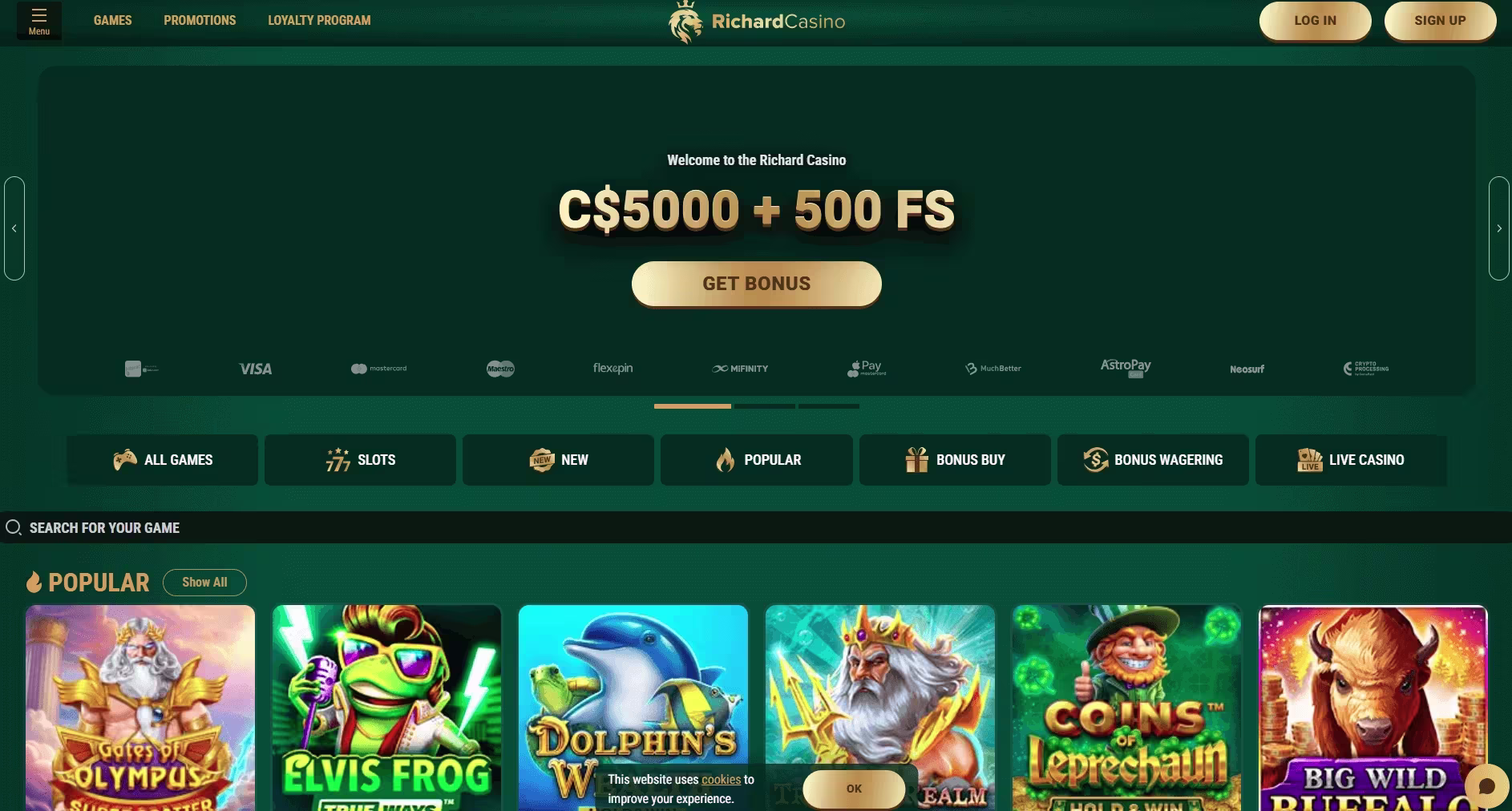 Richard Casino home page