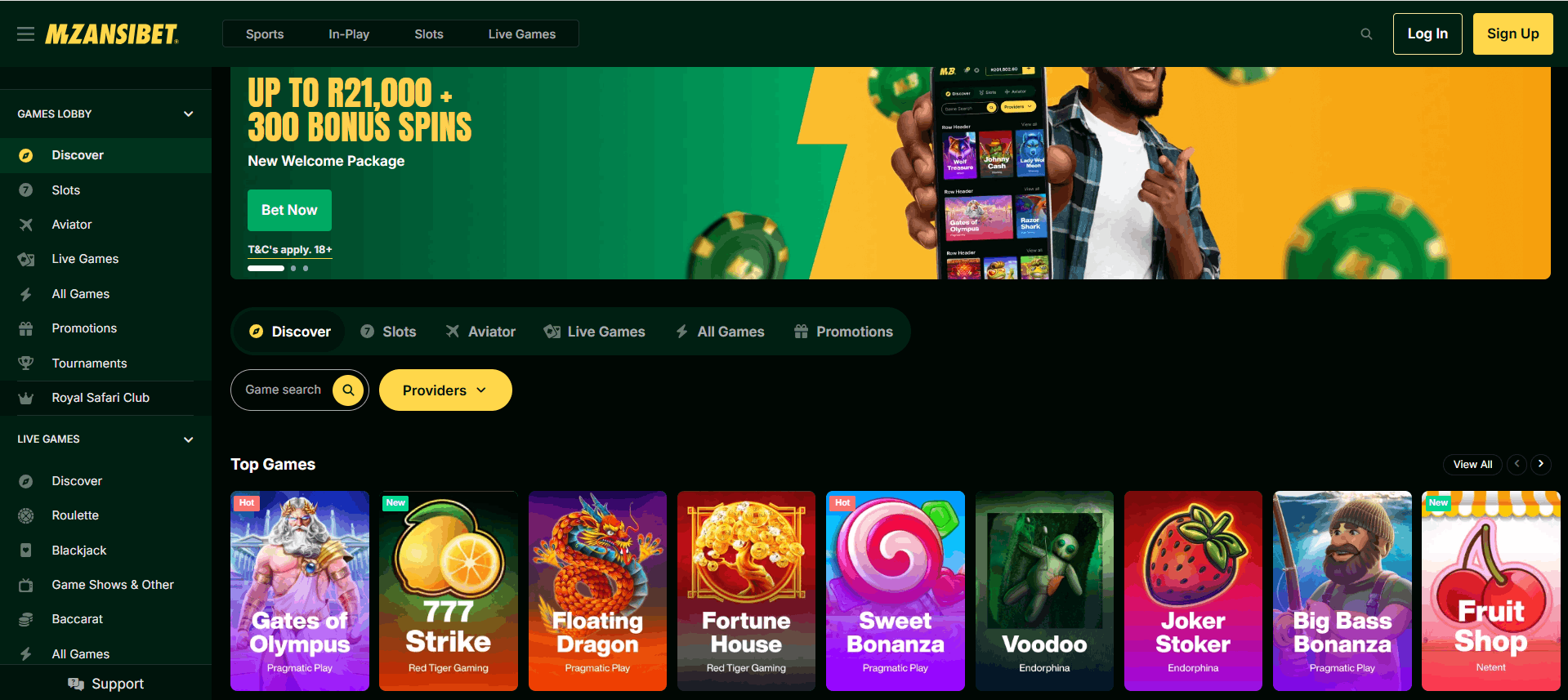 Mzansibet Homepage