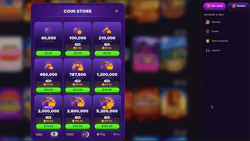 blitzmania coin purchase testing