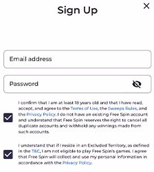 signing up at freespin social