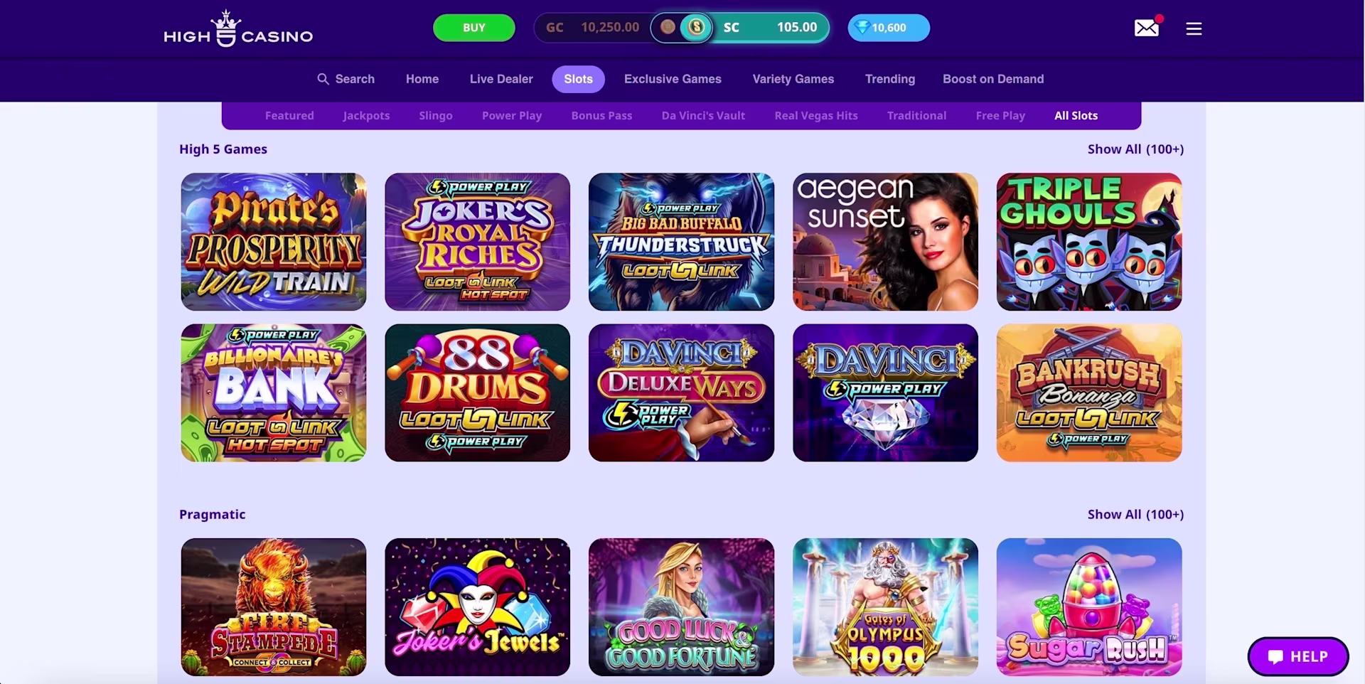 Juegos exclusivos de High 5 Casino